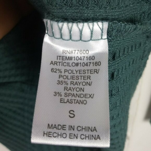 Chaser Womens Waffle Knit Thermal Top Long Sleeve Basil Green Small Button Cuff - Picture 5 of 6